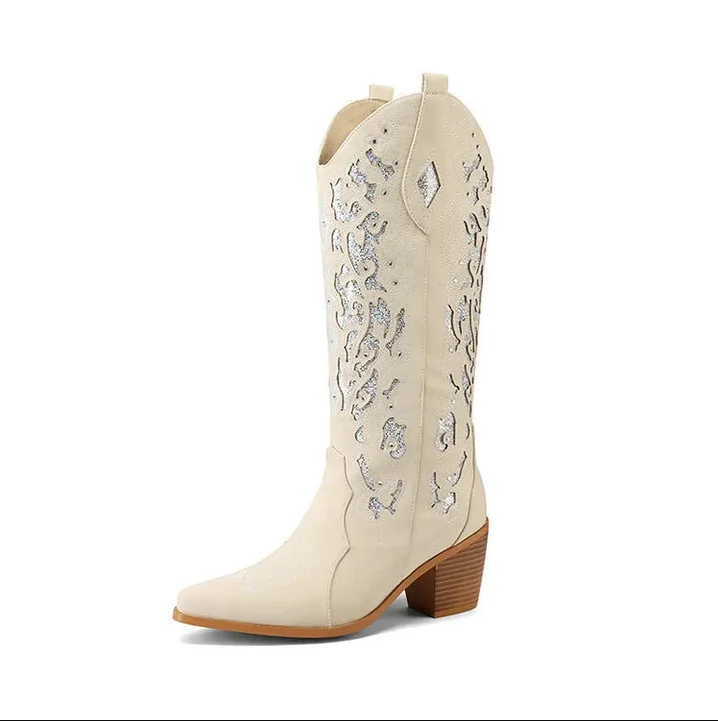 Aveline - Western-Cowboy-Ankle-Stiefel mit Stickerei und Absatz