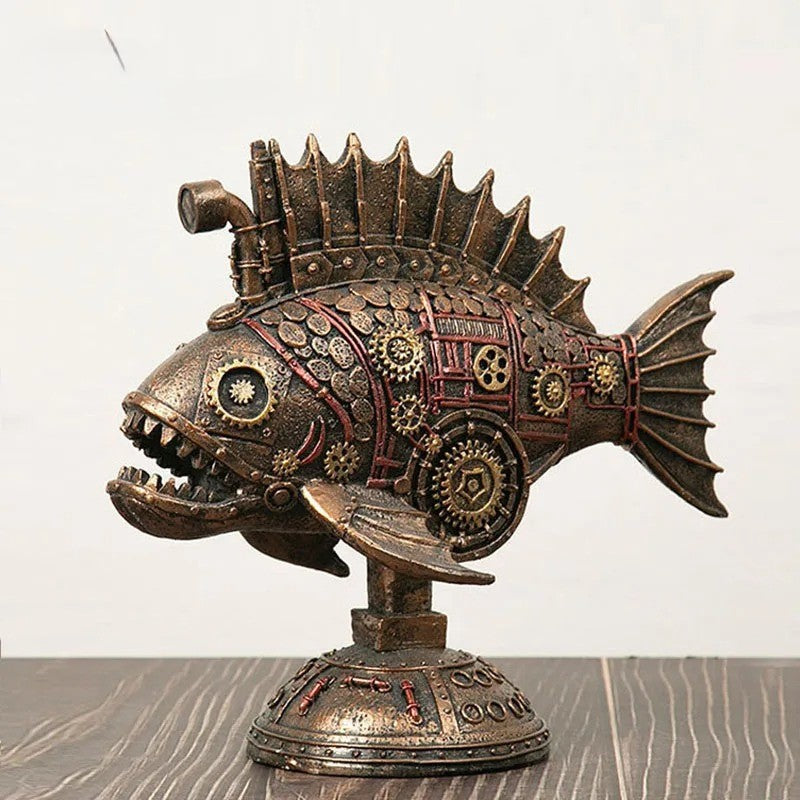 GearFin - Steampunk mechanische Schwarzfisch-Figur