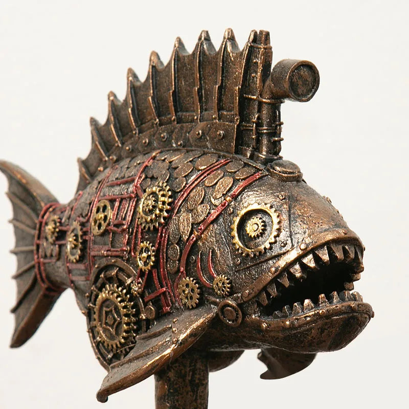 GearFin - Steampunk mechanische Schwarzfisch-Figur