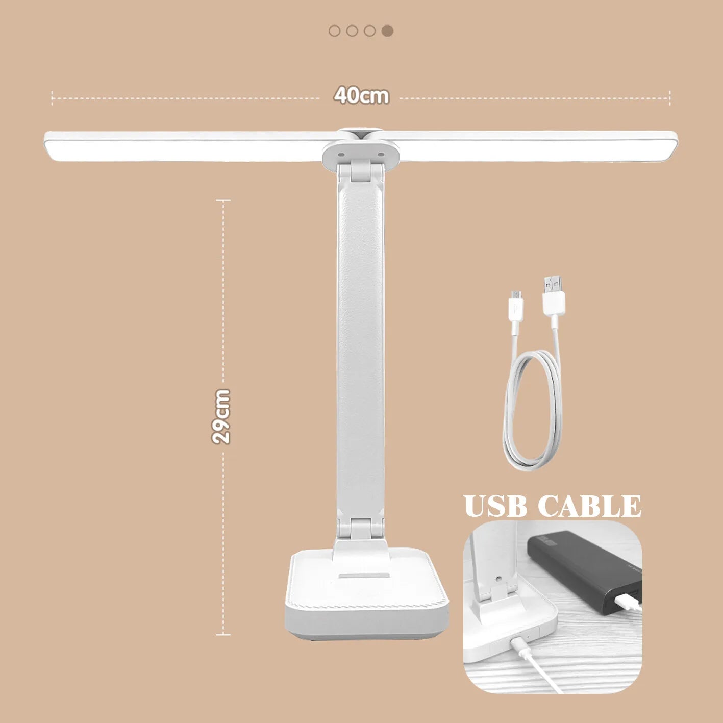 LED-Tischlampe | 3-stufig dimmbar und berührungsgesteuert | USB-aufladbar | Faltbare Nachtlampe