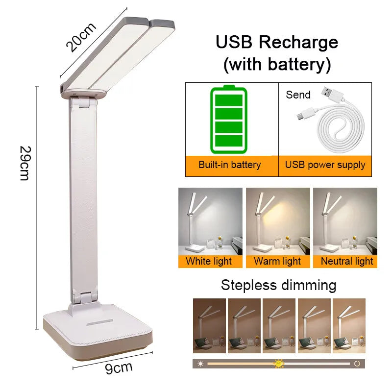 LED-Tischlampe | 3-stufig dimmbar und berührungsgesteuert | USB-aufladbar | Faltbare Nachtlampe