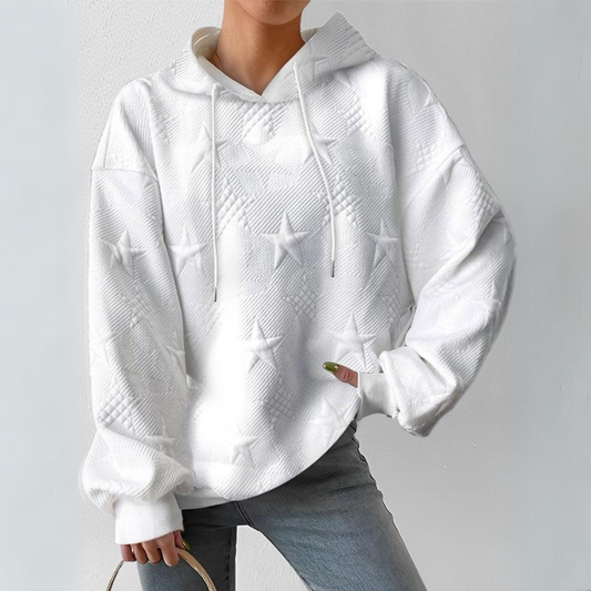 Chloe - Warmer kariert Fleece-Kapuzenpullover in Weiß für Frauen | Perfekt für den Winter