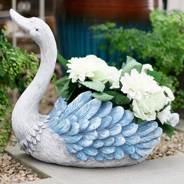 Swan Elegance Haveplantekruk - Elegant Magnesiumoxid Plantekrukke til Haven, Fås i Lille og Stor Størrelse-4
