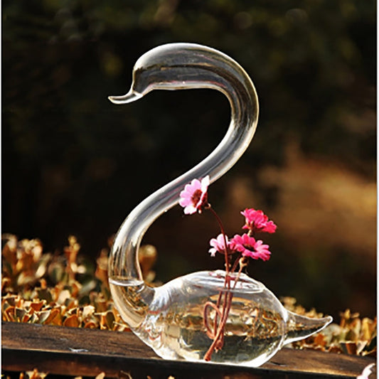 HarmoniaGlass - Schwanenpaar, Glasvasen, Blumenpflanzen, Terrarien-Set