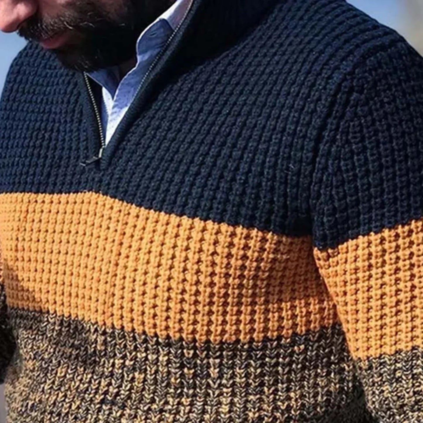 Christian - Gestrickter Herrenpullover mit halbem Reißverschluss | Wärme und Komfort zu jeder Zeit