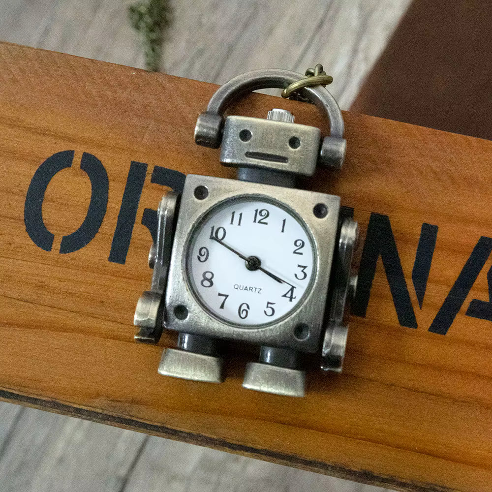 Quarz-Taschenuhr im Roboterdesign (arabische Ziffern)