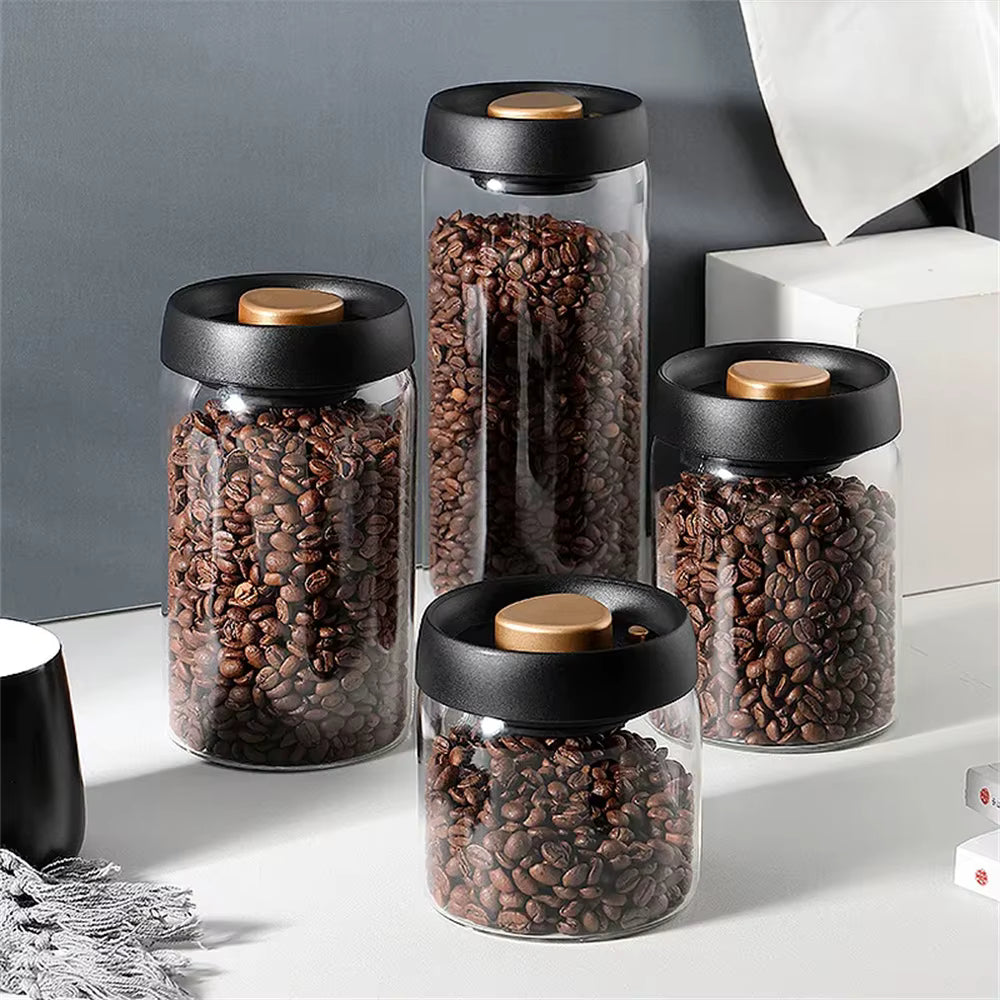 Vakuumdichter und feuchtigkeitsbeständiger Glasbehälter für Kaffee (mehrere Größen)