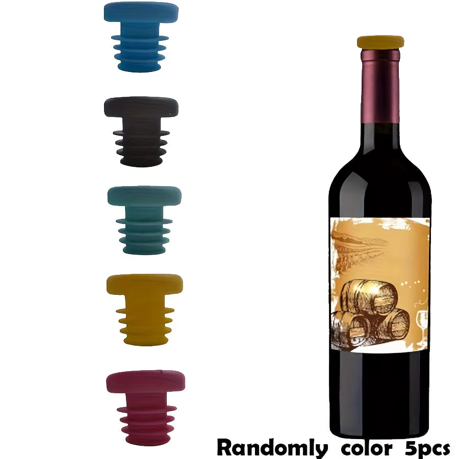 Schraubverschlüsse aus Silikon für Wein- und Ölflaschen (5er-Set)