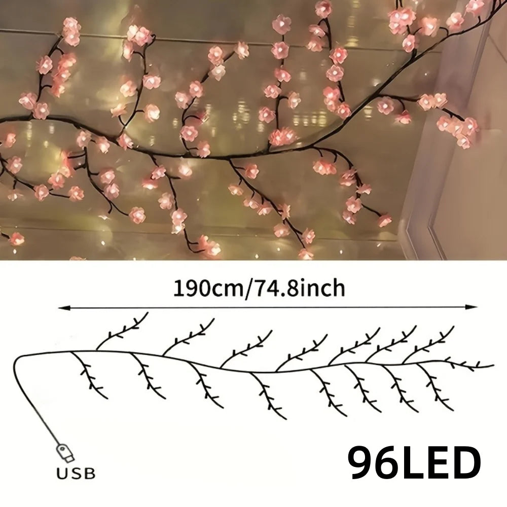 USB-betriebene pinke und blaue Kirschblüten-LED-Lichterketten (72/96/144 LED)