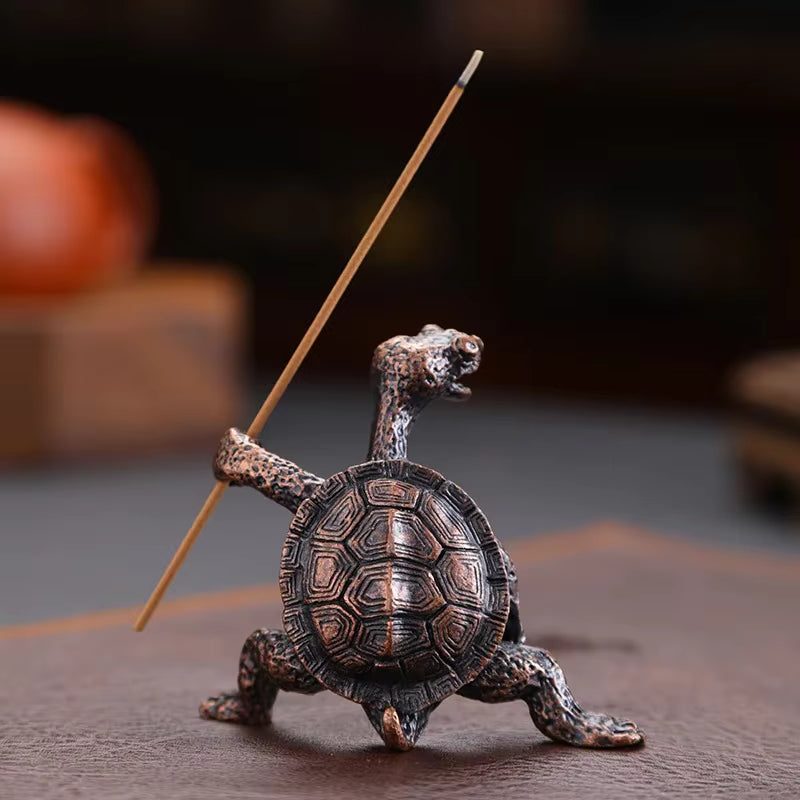 Kompakter Vintage-Bronze-Räucherstäbchenhalter in Schildkrötenform