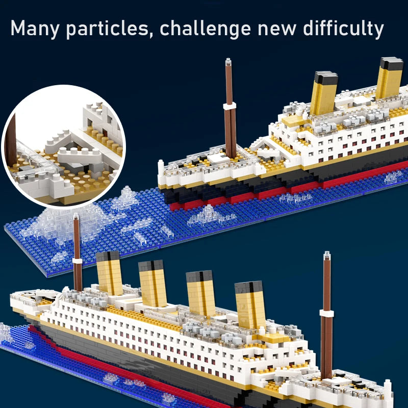 LED-oplyst mikrotegning af Titanic-skib (displaystativ)