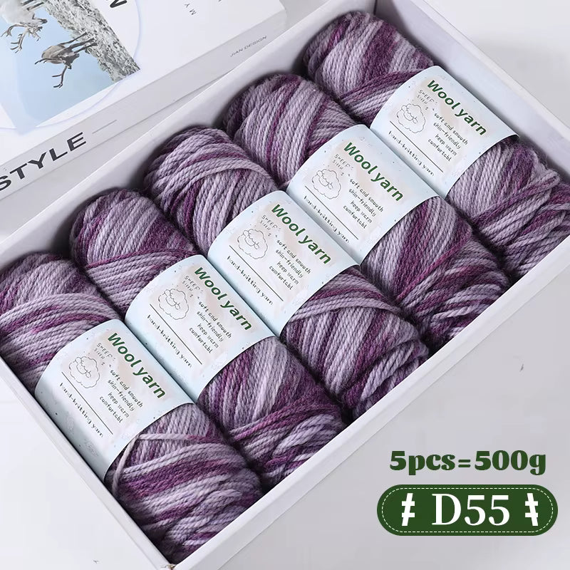 Farbverlaufsfarbenes dickes Alpakagarn (500-g-Packung)