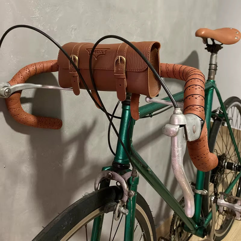 Vintage-Lederoptik-Fahrradlenkertasche (Schnellmontage)