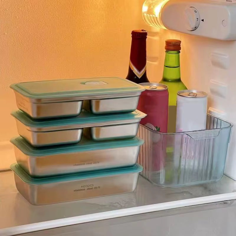 Auslaufsichere Lunchbox aus 304er Edelstahl (Doppelkammer)