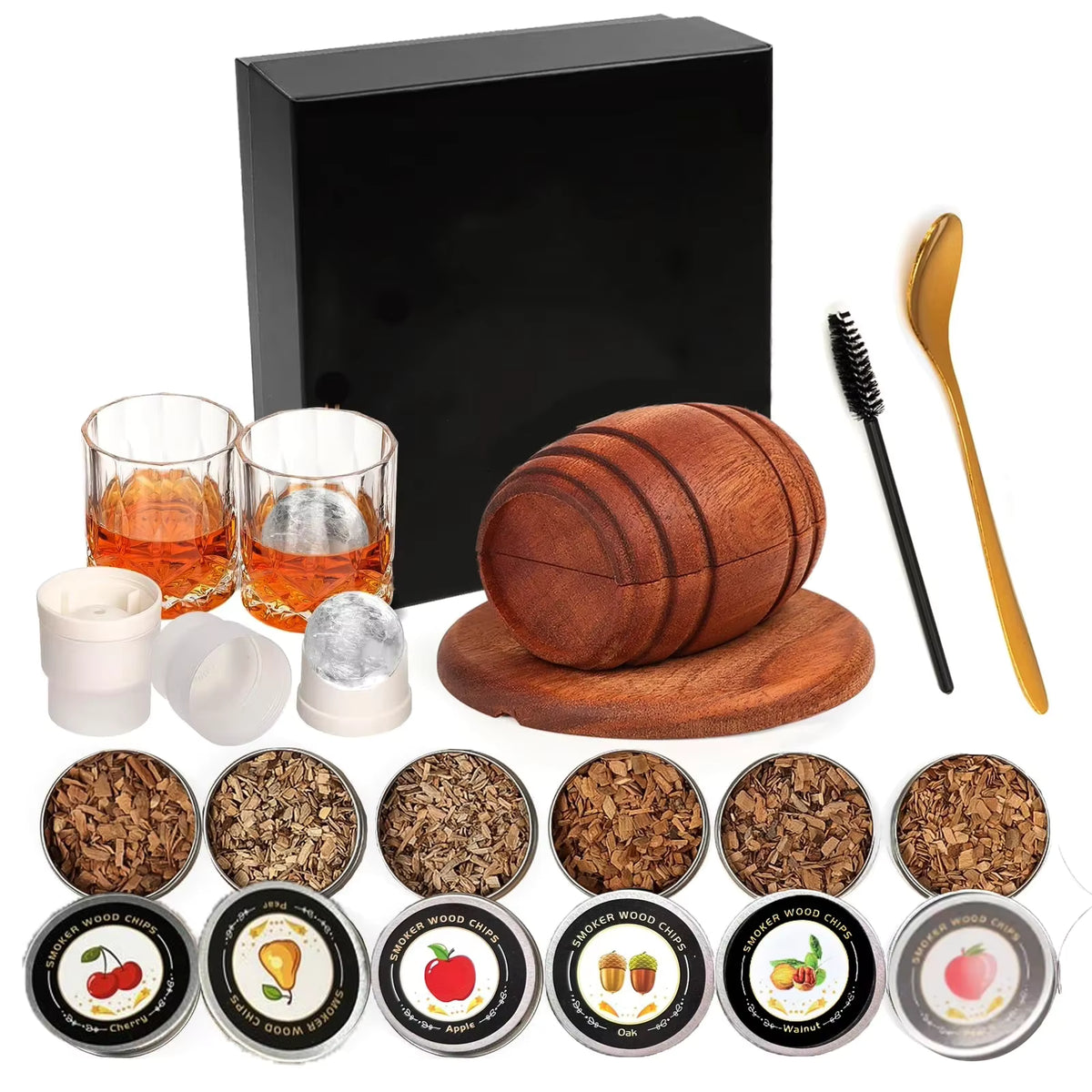 Manuelles Whisky-Räucherset mit 6 Holzchips (Geschenkset)
