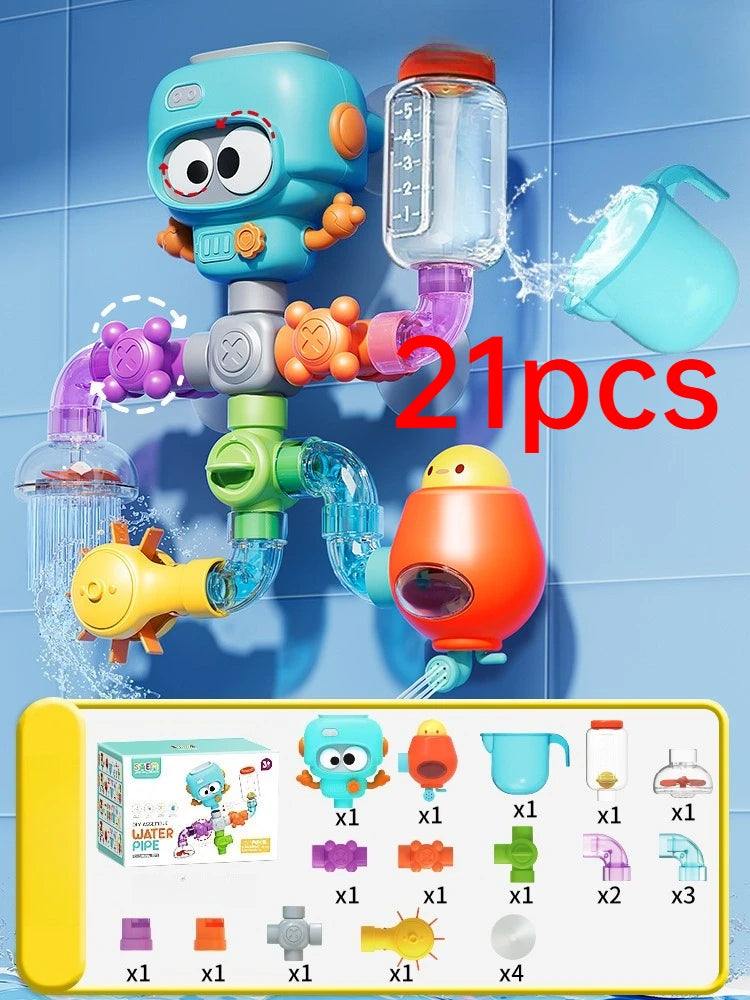 Starkes Badespielzeug-Set mit Saugnäpfen für Kleinkinder (21-teilig)