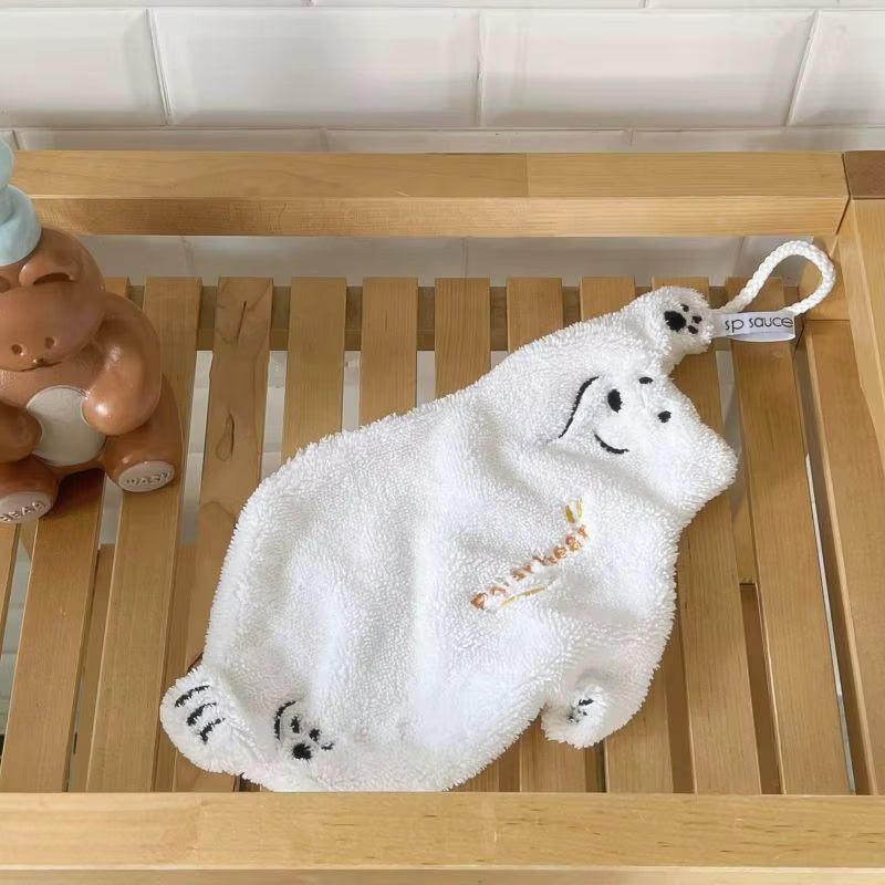 Superabsorbierendes hängendes Koralfleece-Küchenhandtuch (Eisbär)
