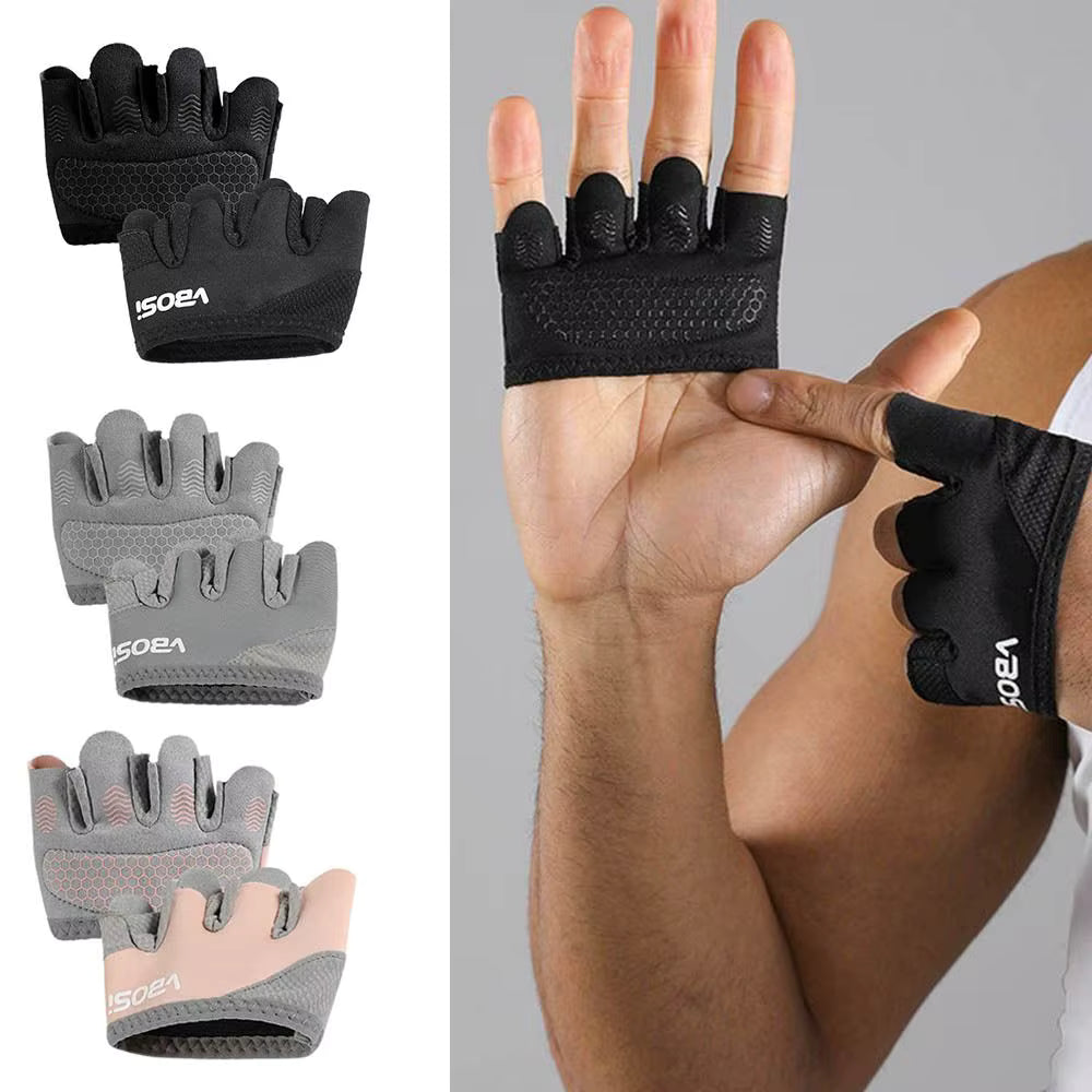 Atmungsaktive Gewichtheberhandschuhe mit rutschfestem Griff und Schutz vor Hornhaut (halbe Finger)