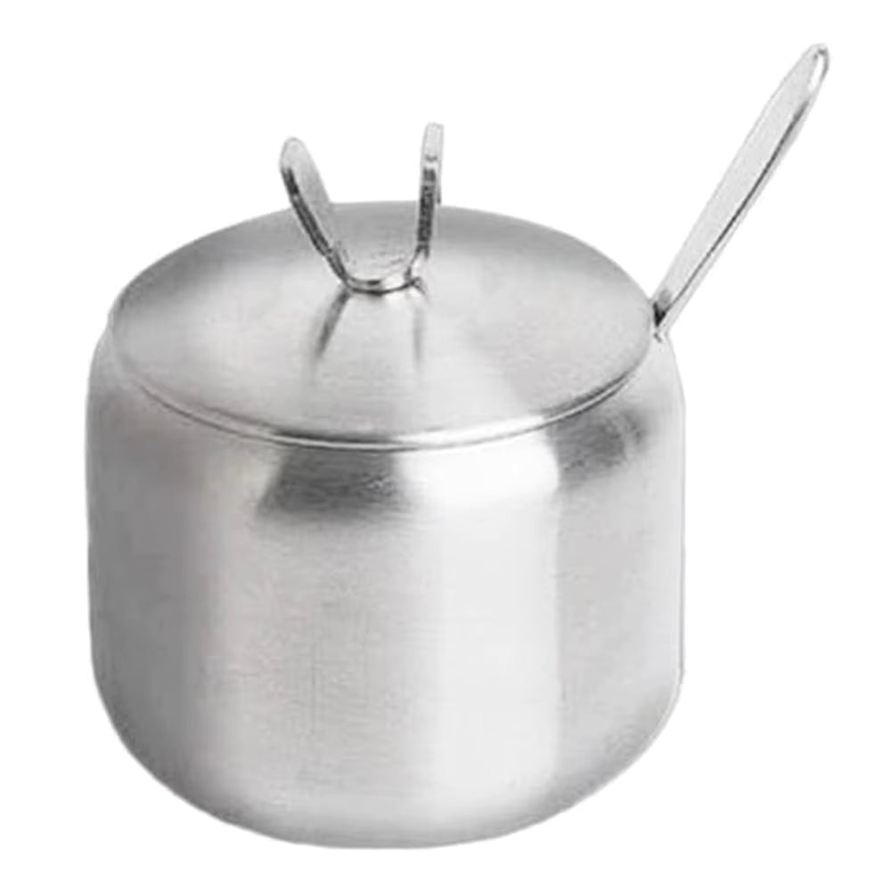Zuckerbehälter aus Edelstahl mit größerem Fassungsvermögen (Löffel und Deckel)