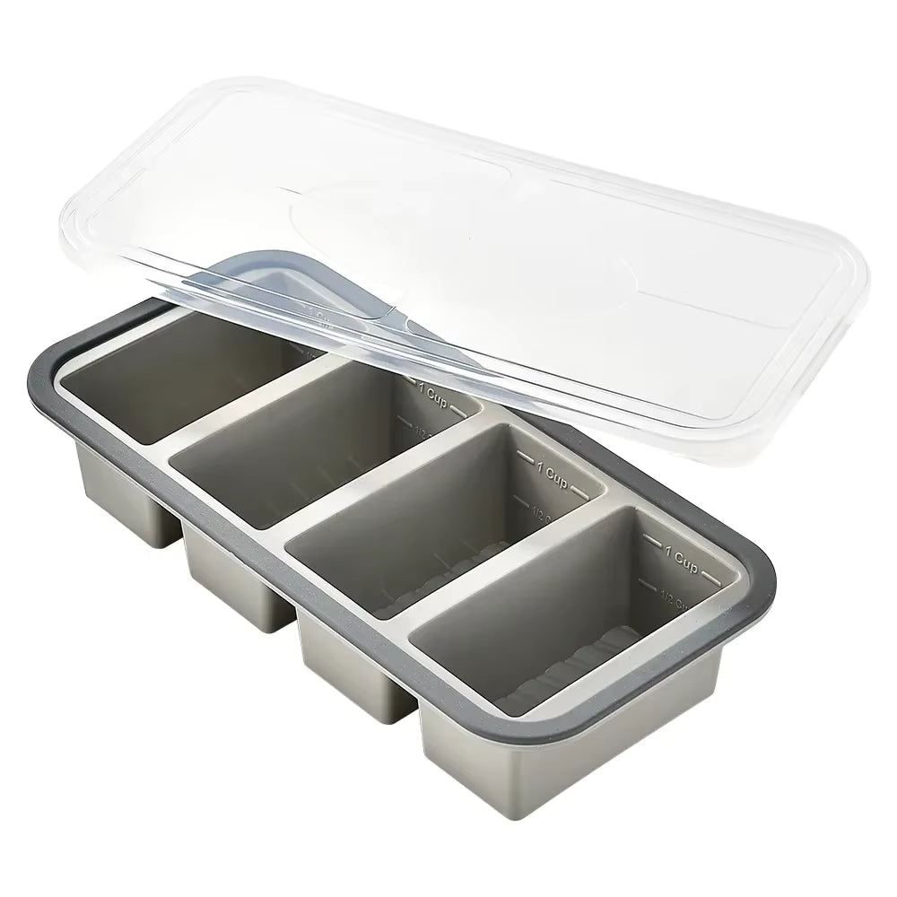 Große, leicht lösbare Silikon-Eiswürfelform (mit Deckel)