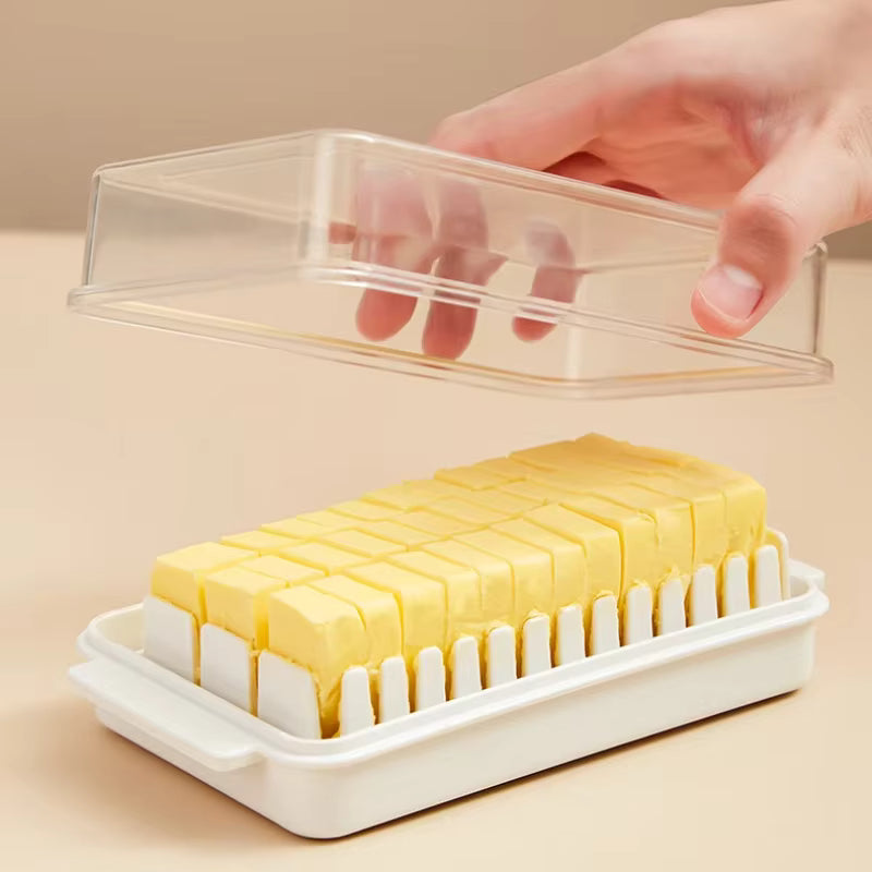 Kompakte, transparente, spülmaschinenfeste Butter- und Käseaufbewahrungsbox mit Deckel