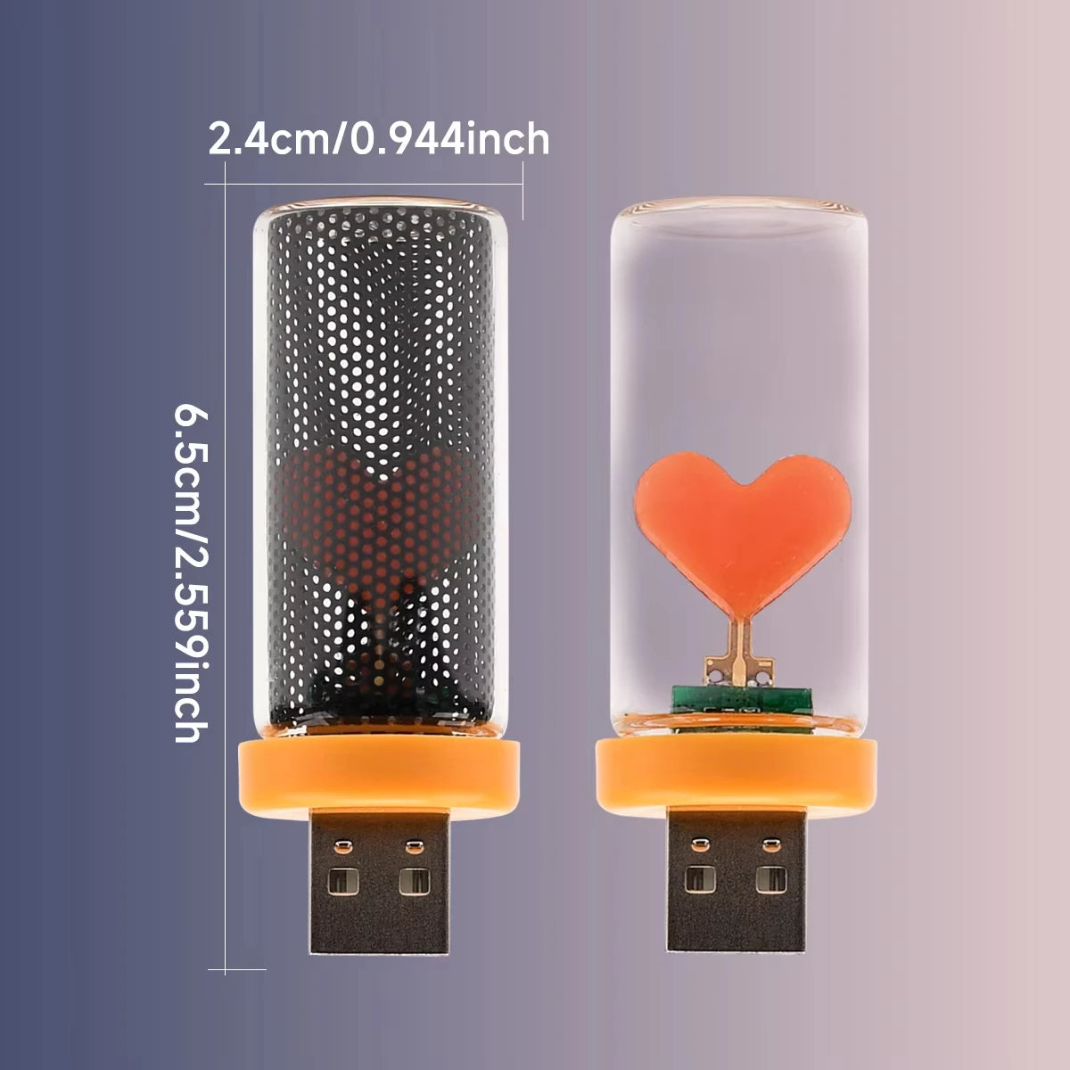 Herzförmiges, warmweißes LED-Stimmungslicht mit USB