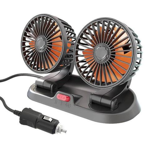 Bilventilator Dobbelt 360° Roterende med Klæbebase | 12V/24V 8W/15W Effekt | Lydsvag Kompakt 22,1 x 15,5 x 6,6 cm