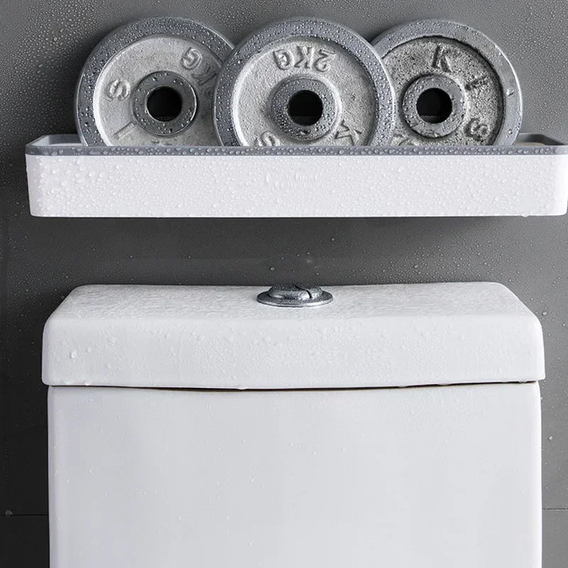 Boremindre pladsbesparende over-toilet opbevaringshylde (med papirholder og kroge)