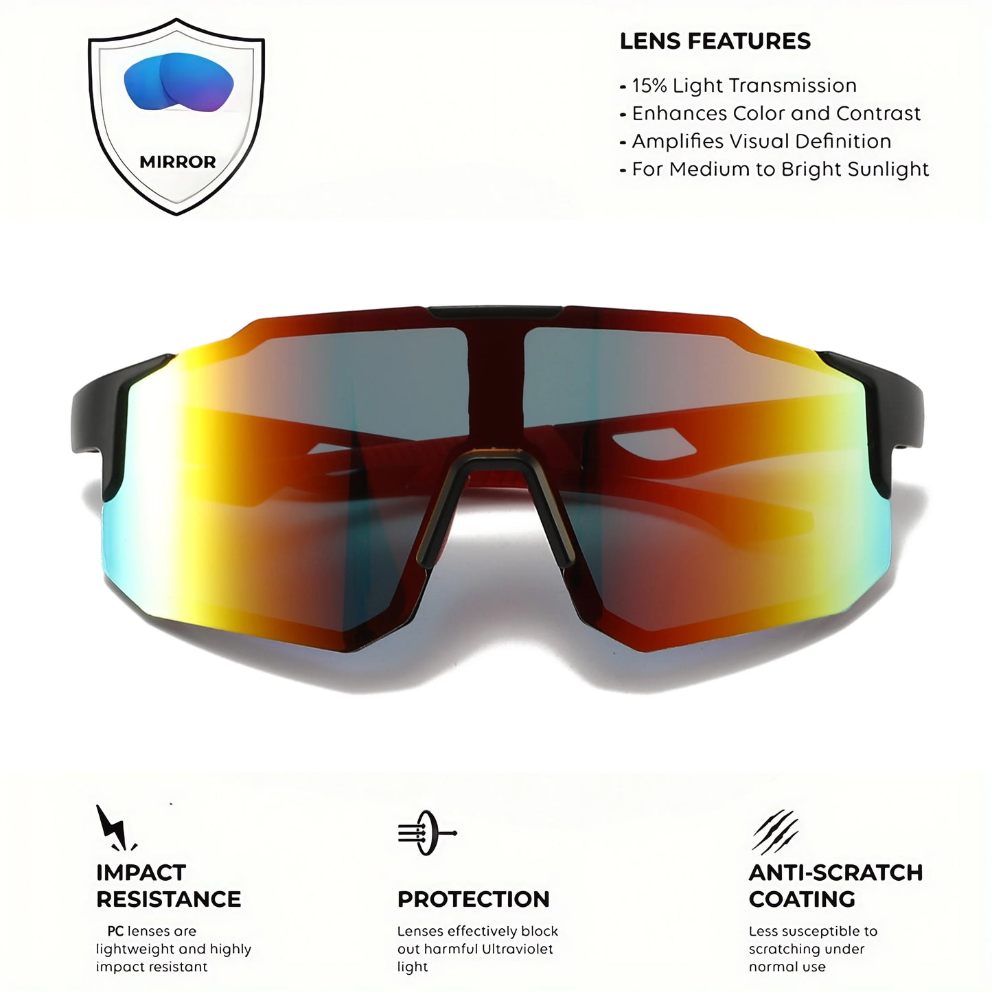 Übergroße, umschließende UV400-Sportsonnenbrille