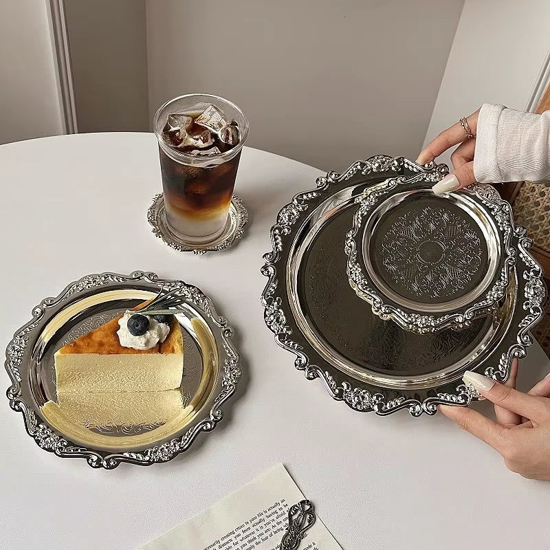 Sølvbelagt Retro Desserttallerken (10–25 cm)