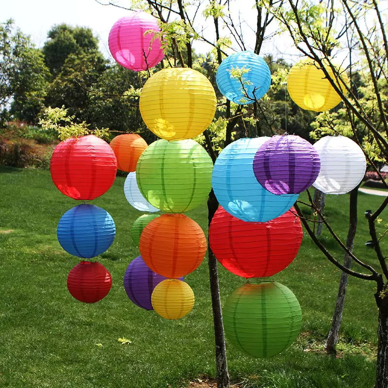 Farverige foldbare hængende papirlanterner
