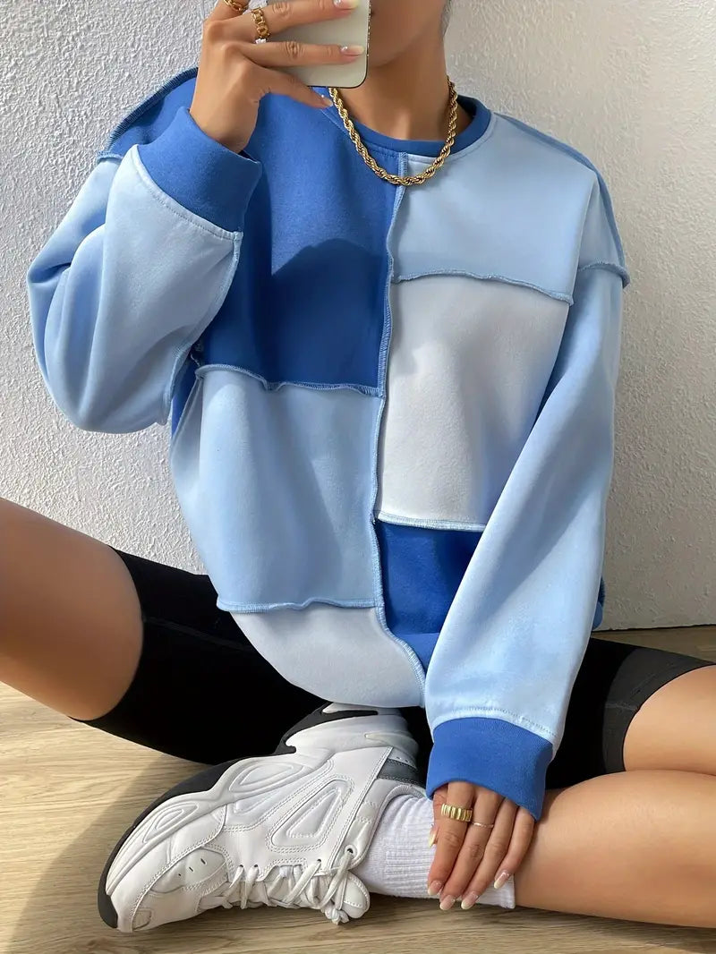Anastasia - Sweatshirt mit langen Ärmeln und Farbblock-Design
