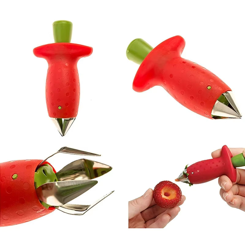 Einhändiger Erdbeerstrunkentferner ohne Stielansatz (Tomaten- und Ananaskernentferner)