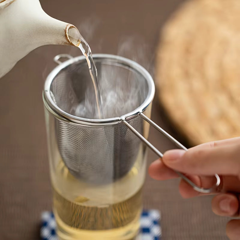 Feinmaschiger wiederverwendbarer Tee- und Kaffeeaufgussfilter (mit Griff)