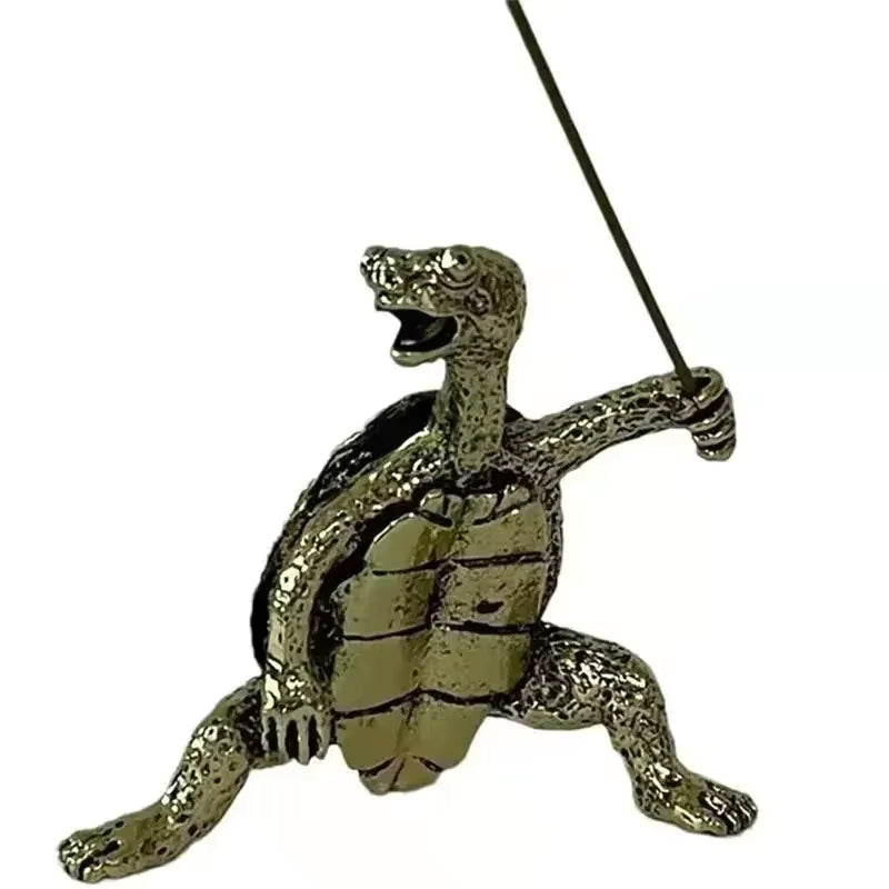 Kompakter Vintage-Bronze-Räucherstäbchenhalter in Schildkrötenform