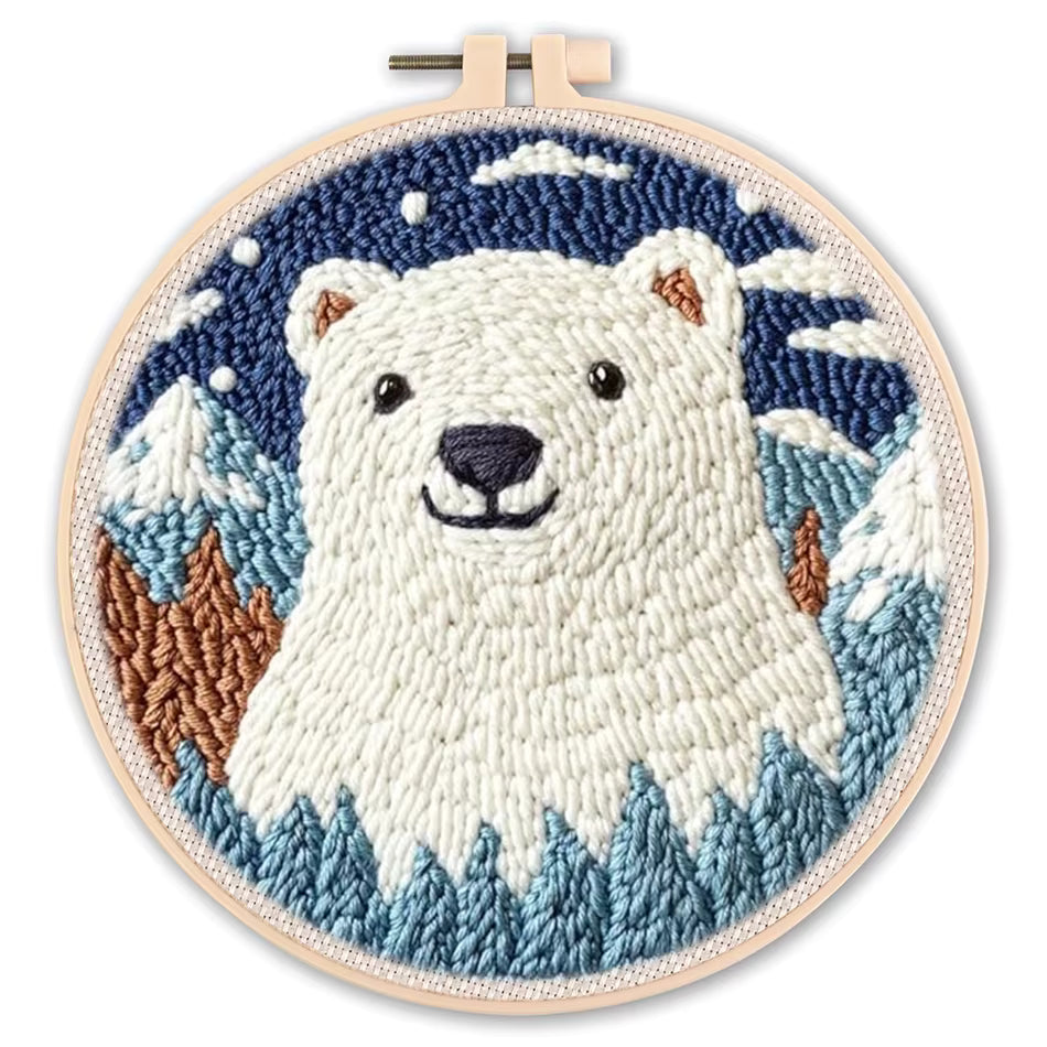 Begynder-venligt fortrykt punch-nål broderisæt (20x20cm)