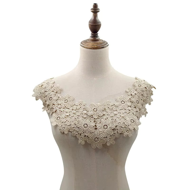 Aftagelig Blomstret Broderet Blonder Krave