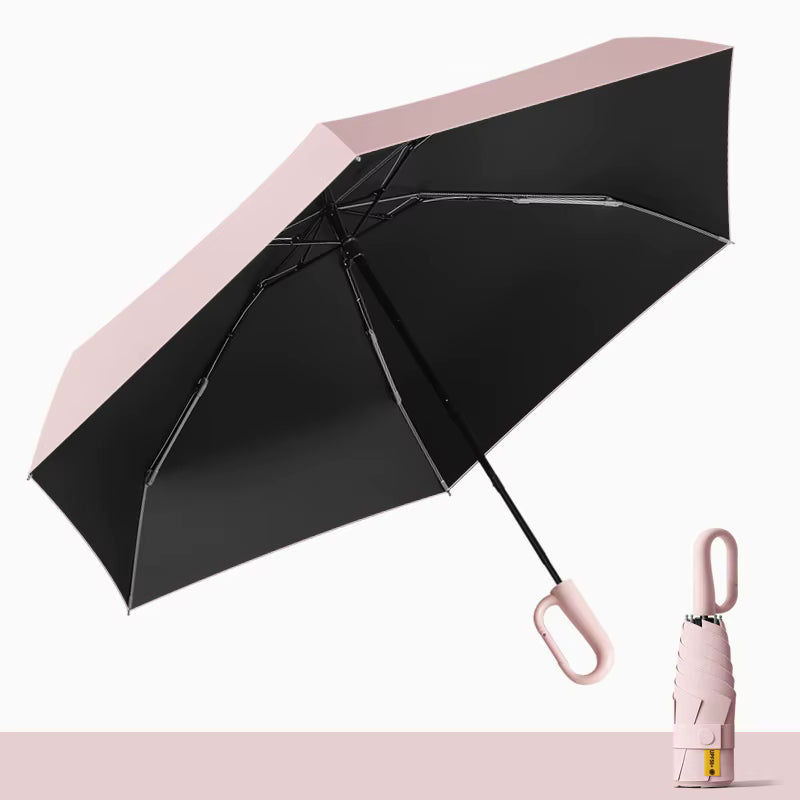 Vollständige Verdunkelung, UV-beständiger Regenschirm mit Metallfaserrahmen (5-fach faltbar)
