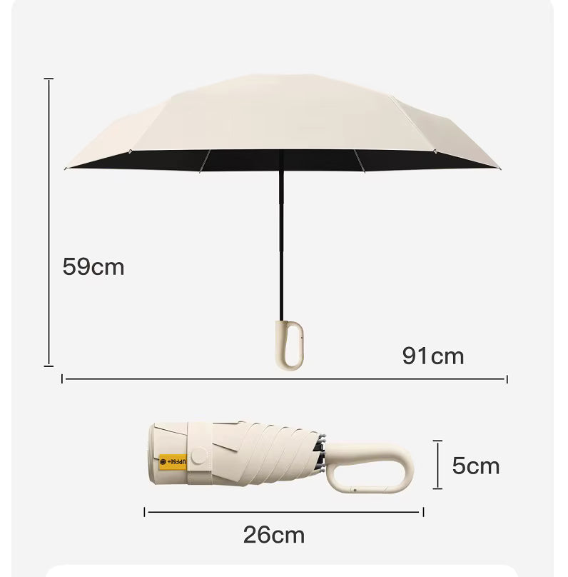 Vollständige Verdunkelung, UV-beständiger Regenschirm mit Metallfaserrahmen (5-fach faltbar)