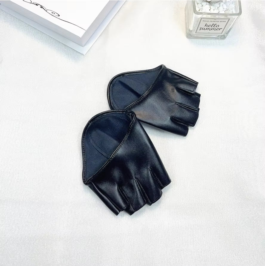 Fingerlose Handschuhe aus PU-Kunstleder mit halben Handflächen (Einheitsgröße)
