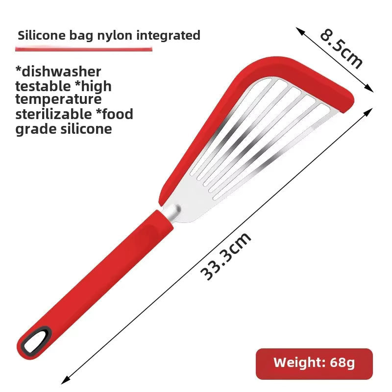 Hitzebeständiger Fischwender aus Edelstahl (Silikon- und Gelgriff)