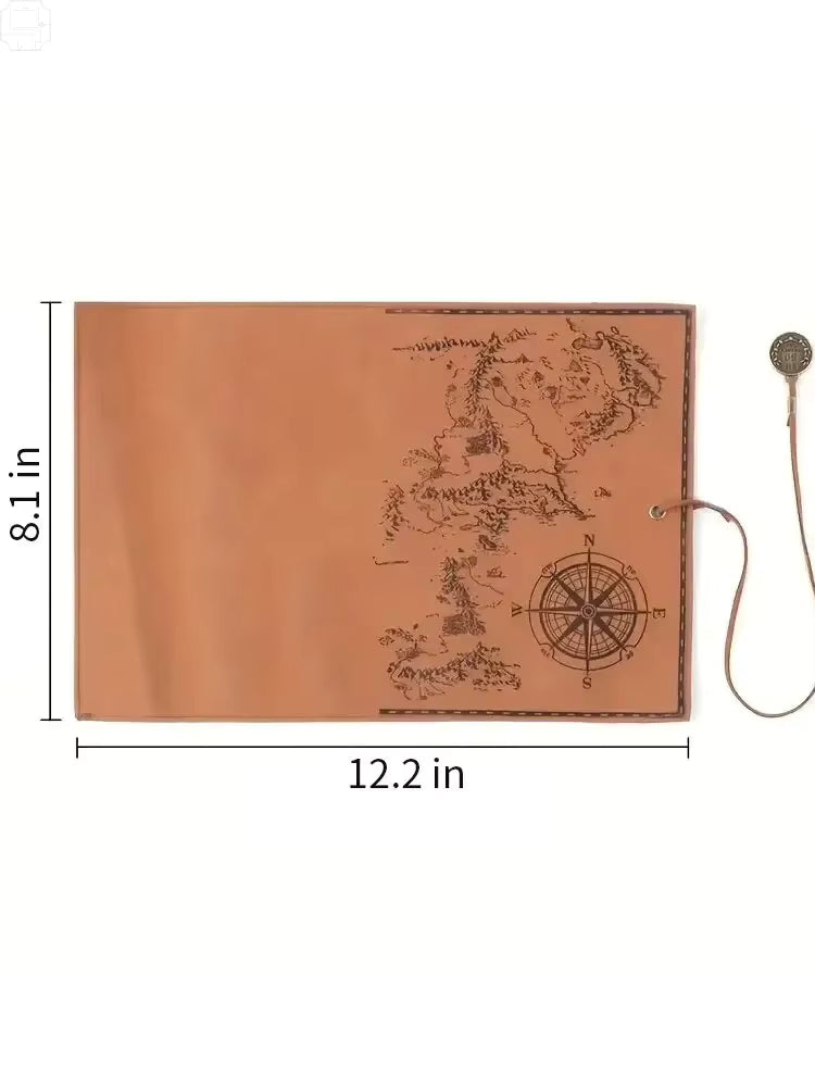 Vintage læderrulle til blyanter med kort (stor)