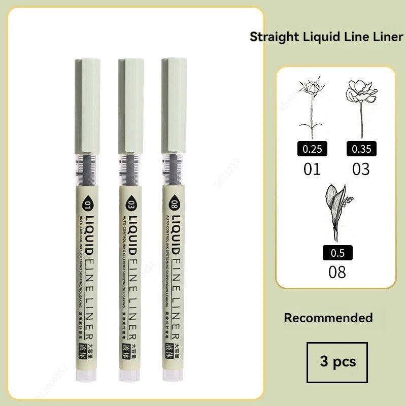 Feinspitziges, nicht ausblutendes, mehrfarbiges Manga-Kunstmarker-Set (5–8 Stück)