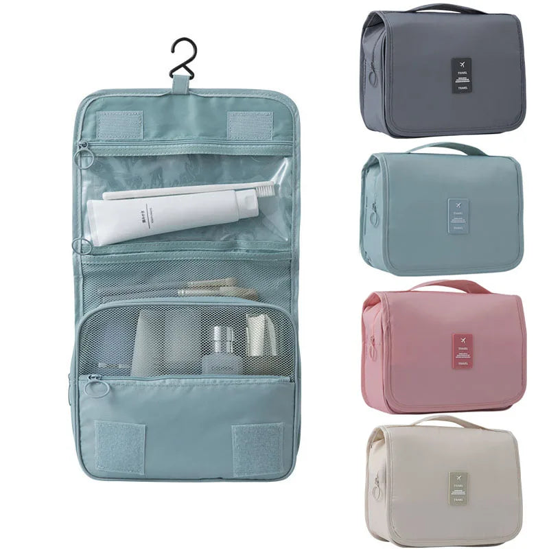 Toilettaske Vandafvisende Polyester 40,5 x 22 cm | Kompakt Rejsemodel | 6 Rum med Hængekrog til Total Overblik