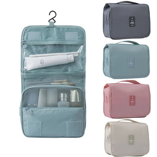 Toilettaske Vandafvisende Polyester 40,5 x 22 cm | Kompakt Rejsemodel | 6 Rum med Hængekrog til Total Overblik