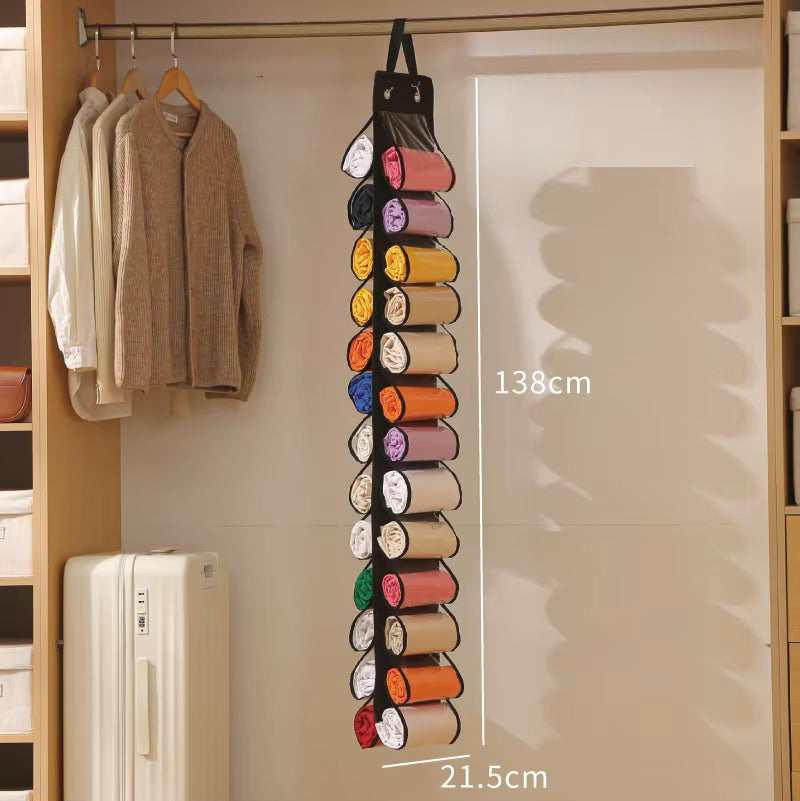 Platzsparender, faltbarer Hängeorganizer für Hosen und Leggings (16/26 Fächer)