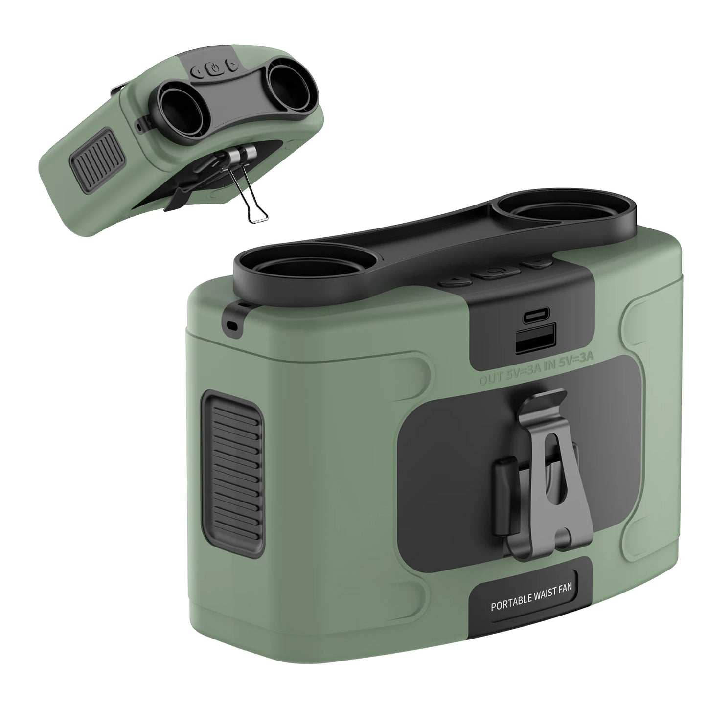 Freihändige USB-C verstellbare tragbare Ventilator (Taille & Hals)
