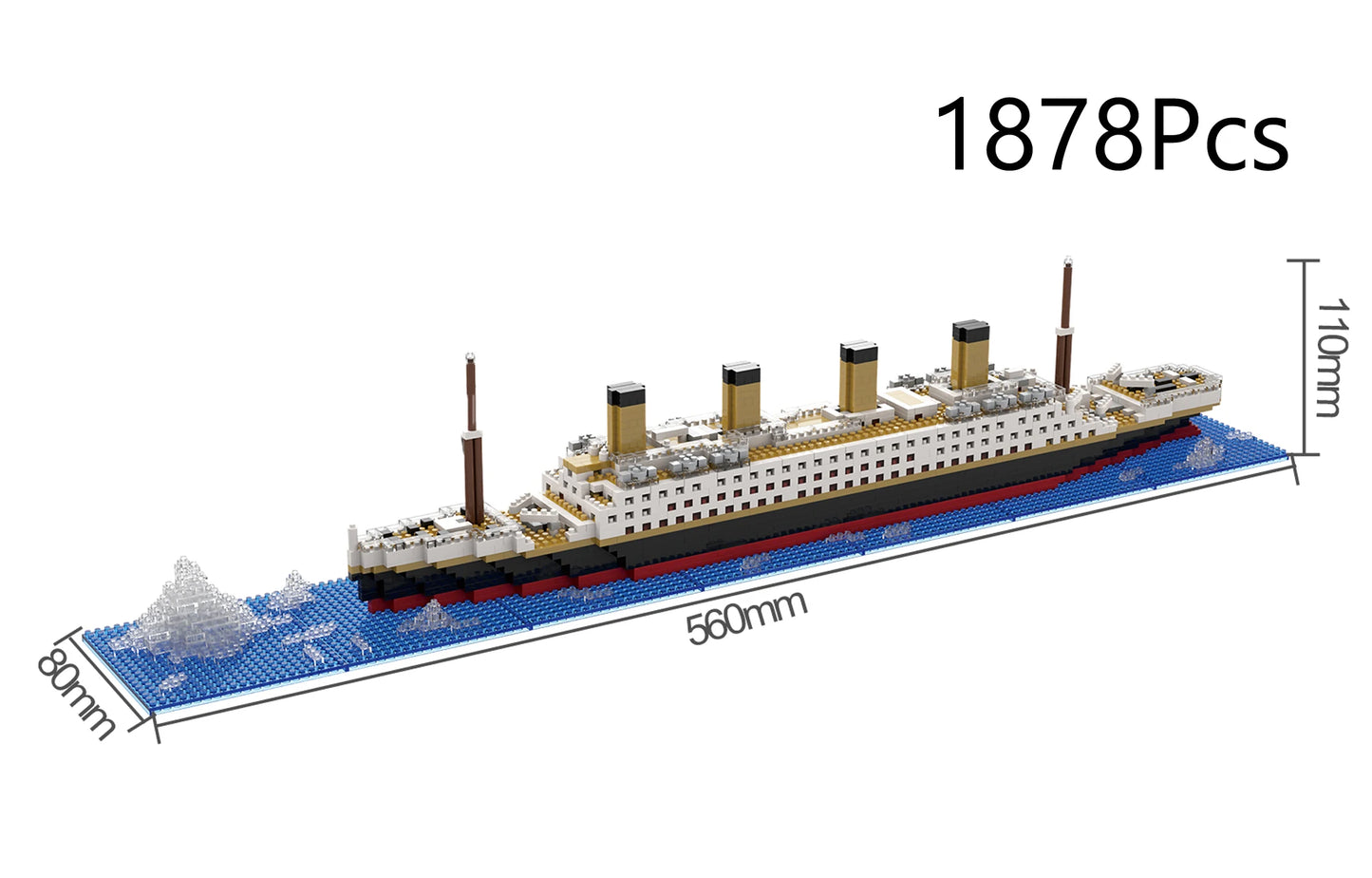 LED-oplyst mikrotegning af Titanic-skib (displaystativ)