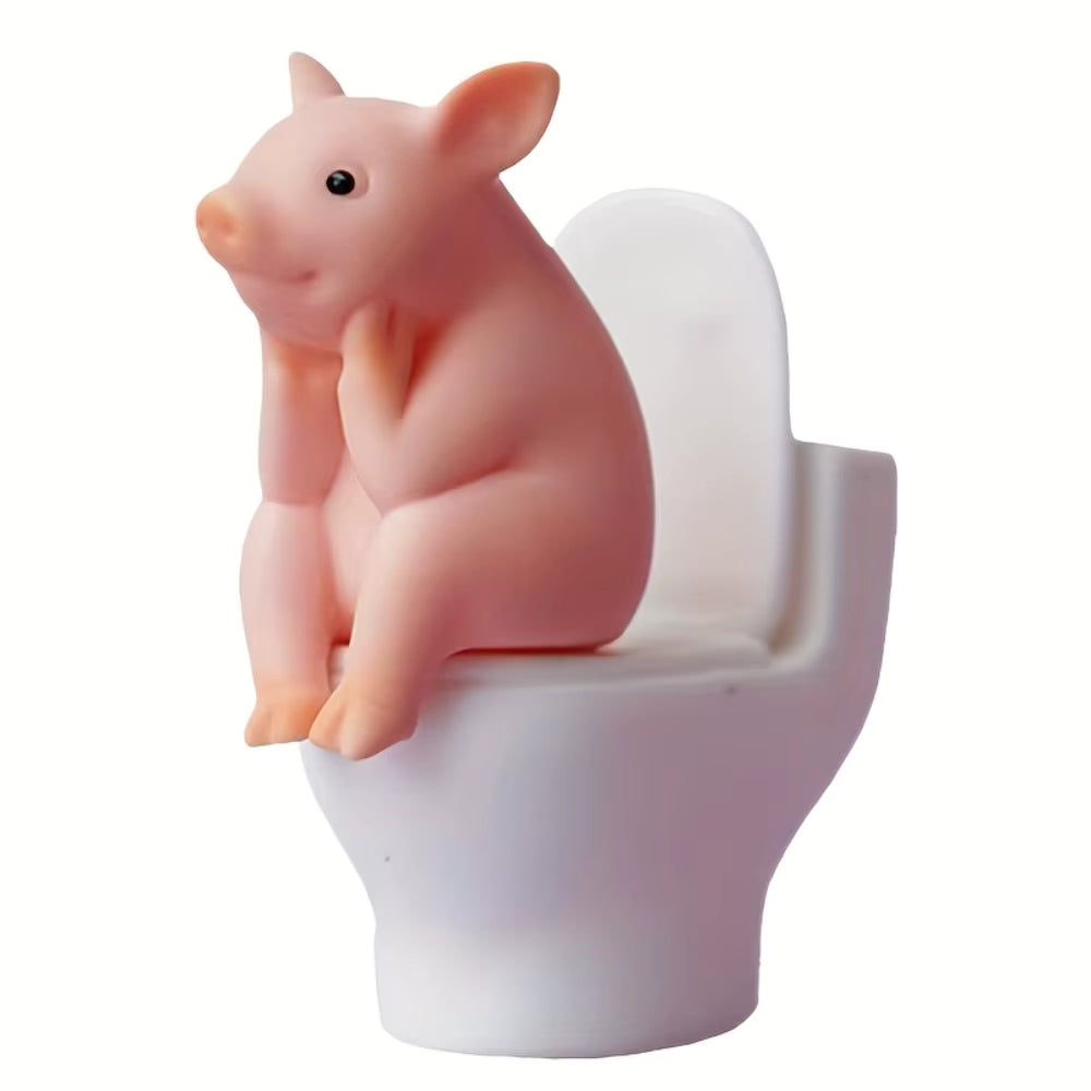 Verspielte Schweinefigur fürs Badezimmer zur Tisch- und Wandmontage