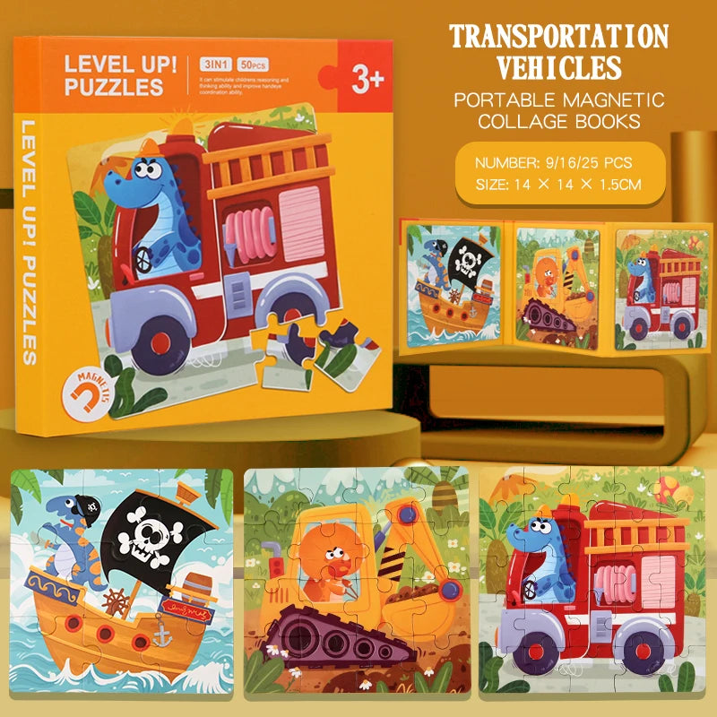 Magnetisches Holzpuzzle-Buch (3-in-1)